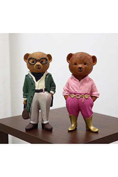 Axnur 2'li Dekoratif El Yapımı Teddy Bear Ayıcık Koleksiyonu Bibloları