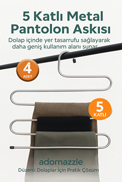 adornazzle 4 komada 5-slojne metalne vešalica za pantalone, organizator za or...