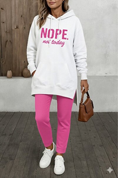 Zerenyus Women's Long Sleeve Hooded Lace-Up Viscose Two Thread Sweat Pink