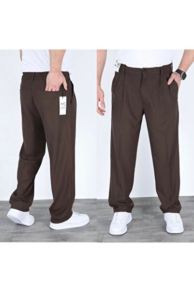 ATKGİYİM Baggy Linen Trend Men's Relaxed Fit Fabric Trousers Regular Fit Plea...