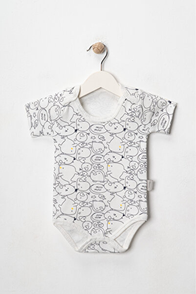 Noone 100% قطن، حياكة مضلعة بدلة أطفال منقوشة بأكمام قصيرة