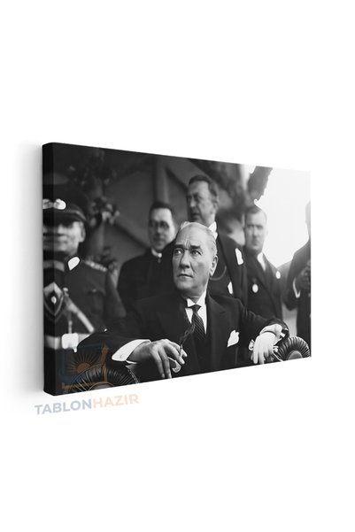 tablonhazır Yatay Kanvas Duvar Tablosu Ataturk Otururken Salon Tablosu Ofis T...