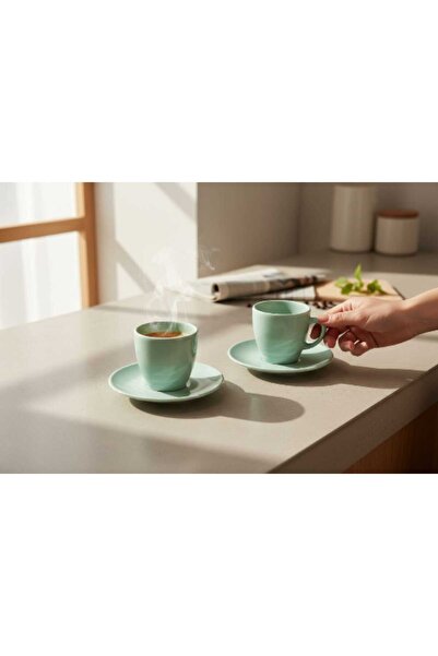 tutku home 2’li Türk Kahvesi Fincan Takımı 4 Parça – Fincan ve Tabaklı Şık, Dayanıklı, Hediyelik Set