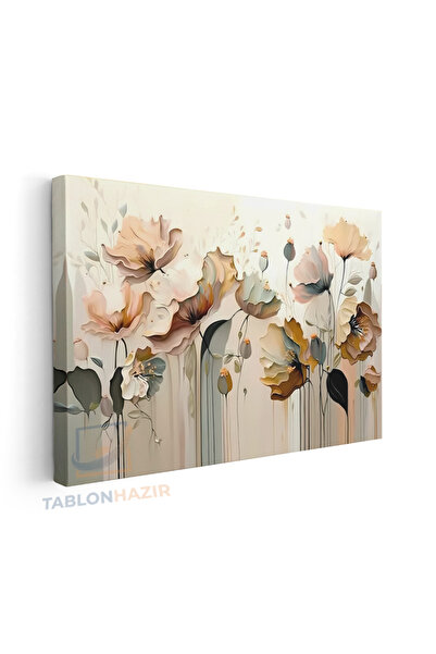 tablonhazır Yatay Kanvas Duvar Tablosu Soyut Cicek Cizim Salon Tablosu Ofis T...