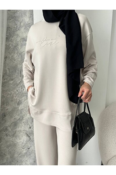 LOQFashion Cupralı Modal Double face özel Kumaş Oval Kesim Palazzo Baskı deta...