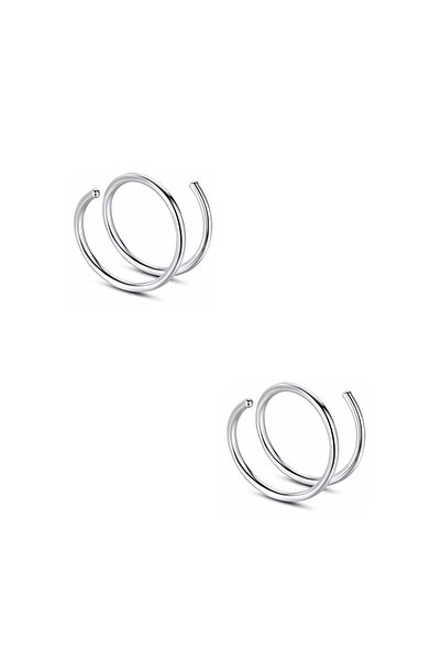 CAXBERN Cerrahi Çelik Tek Delikte Çoklu Çift Görünümlü Gümüş Spiral Halka Hız...