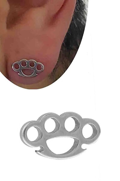 Cadının Dükkanı Gümüş Renk 316L Cerrahi Çelik Knuckle Duster Figürlü Piercing...