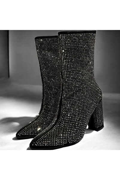 runa shoes taşlı kalın topuk bot