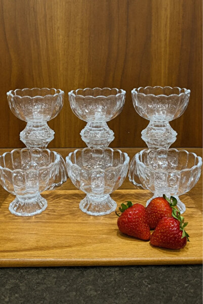 Urbanza Crystal Dessert Bowl Set – Footed Glass Cups for Ice Cream, Sweets & Fruits