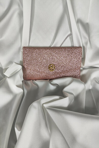 Leaf Accessory Pembe Simli Kadın Cüzdanı Çıtçıtlı Kapaklı, Bozuk Para Gözlü, ...