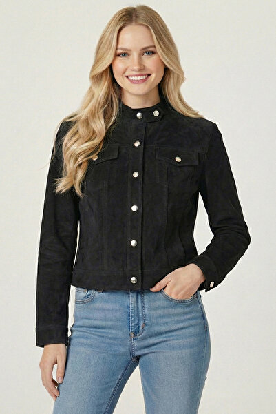 LAREON Жіночий короткий піджак із замшевими ґудзиками – м'яка текстура, стиль...