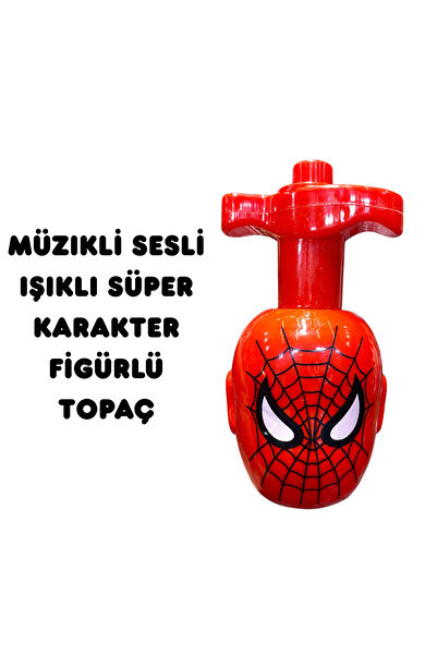 Magicway Müzikli Sesli Işıklı Süper Karakter Figürlü Topaç Oyuncak Kurmalı Fırdöndü Eğlenceli Haylaz Topaç