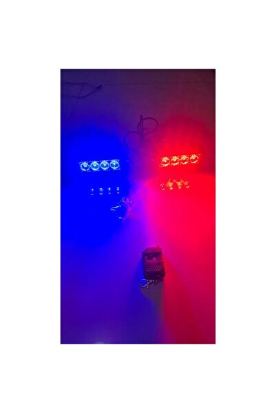 YSGMOTOPARTS Motosiklet Atv-Tekne-Traktör Çakarlı Sis Farı Uzaktan Kumandalı 7 Farklı Fonksiyonlu Kırmızı Mavi