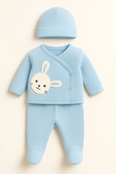 Superbaby Set Nana 3 piese bebelusi – bluza, pantaloni si caciulita din bumba...