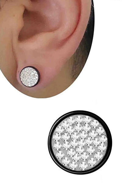 Cadının Dükkanı Siyah 316L Cerrahi Çelik Taşlı Tünel Görünümlü Piercing – Hel...