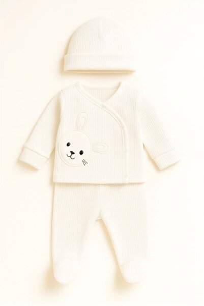 Superbaby Σετ 3 τεμαχίων για μωρά Nana – βαμβακερή μπλούζα, παντελόνι και καπ...