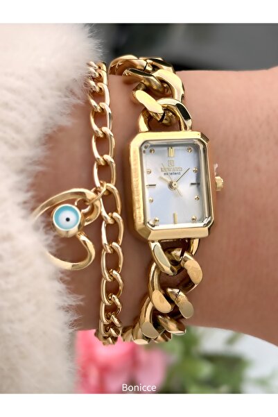 Reward علبة صغيرة، سلسلة فولاذية باللون الأصفر، في علبة أنيقة، مع سوار هدية