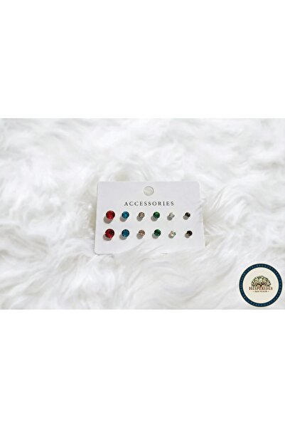 hesperides مجموعة من 12 قطعة من الأقراط الملونة بألوان قوس قزح بأحجام مختلطة