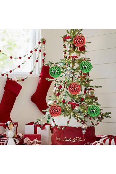 Mado Gallery Red Christmas Ball Ornaments Peppermint Xmas Tree Home & HolidayFun Decor Pack of 4