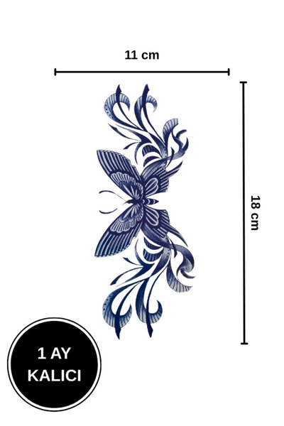 shop 1 Ay Kalıcı Büyük Boy Kelebek Figürlü Geçici Dövme Kol/Omuz Tattoo 11x18 cm