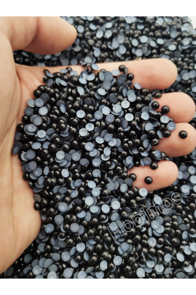 Hobimos 500 Adet 4 mm Siyah Küçük Yarım İnci Boncuk - Deliksiz Yapıştırılabil...