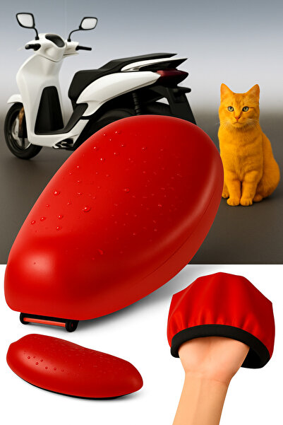 lawrenceshop Κόκκινο κάλυμμα καθίσματος μοτοσικλέτας Αδιάβροχο Προσοχή στην Π...