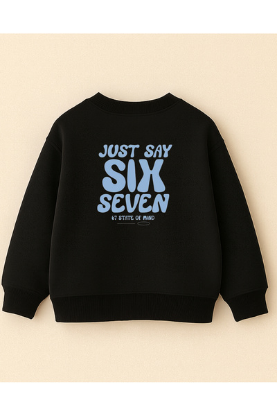 fasardi Six Seven Front Back Printed Oversized Unlined Long Sleeve 3 Thread Unisex Children's Sweatshirt