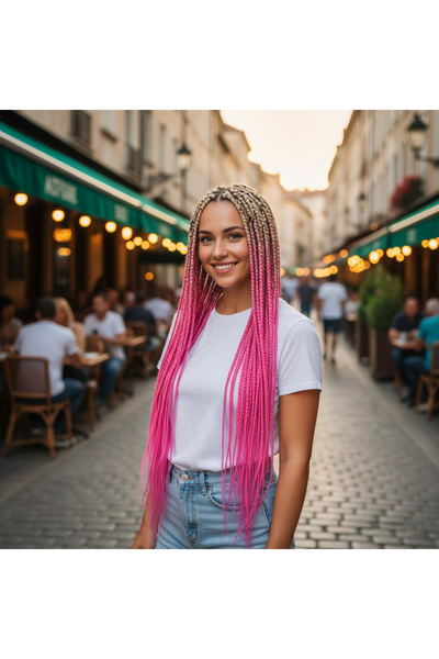 Marsilyan ieg™ Afrika Örgüsü Ve Rasta İçin Sentetik Ombreli Saç - Platin / Pembe