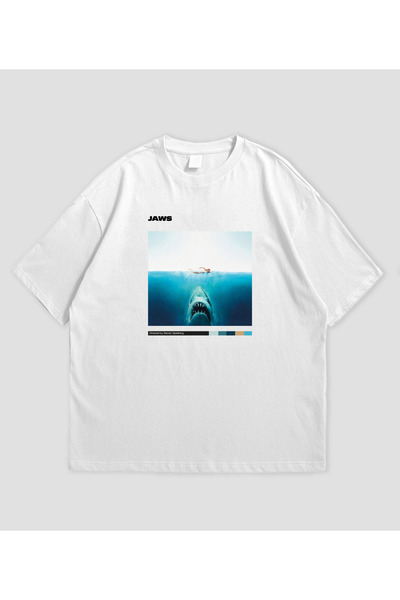 SVART WEAR Jaws Movie Printed Oversized Unisex T-Shirt