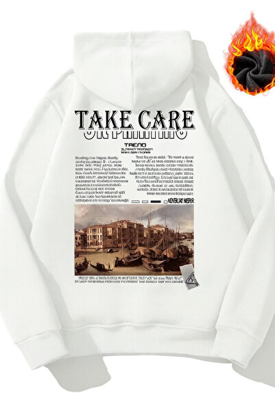 CLASSY.MODA “سترة تيك كير مطبوع بغطاء رأس للجنسين قصة فضفاضة نمط الشارع الداف...