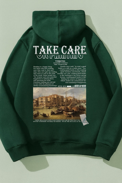 CLASSY.MODA “سترة تيك كير مطبوع بغطاء رأس للجنسين قصة فضفاضة نمط الشارع الداف...