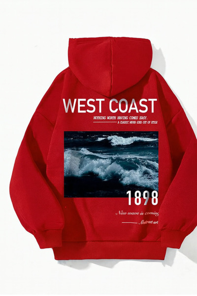 CLASSY.MODA 3 fire cu glugă swea tricou , buzunar cangur, model ondulat „West...