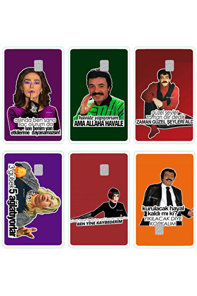 BK Design 6 Adet Kart Kaplama Sticter Etiket Komik 60033