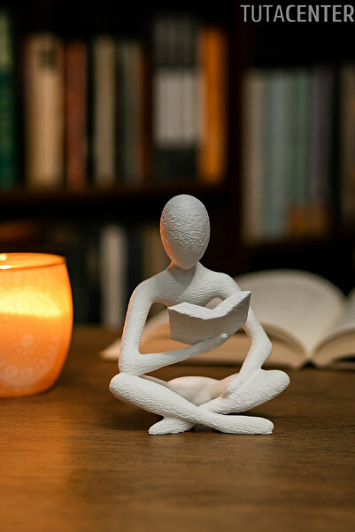 TUTACENTER Kitap Okuyan İskandinav Tarzı Biblo Heykel Figür Dekor Dekorasyon (10 CM)