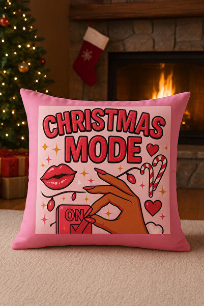elifbilginbutik Pink Color Christmas Christmast Throw Pillow Cushion Cover fo...