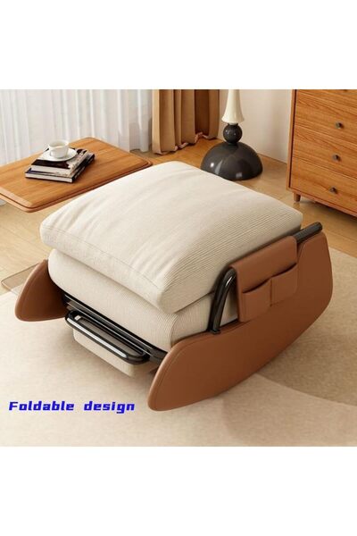 Roam shop Rocking Chair available for sitting or lying, lazy sofa with Foot Rest, Side Pocket Glider off white