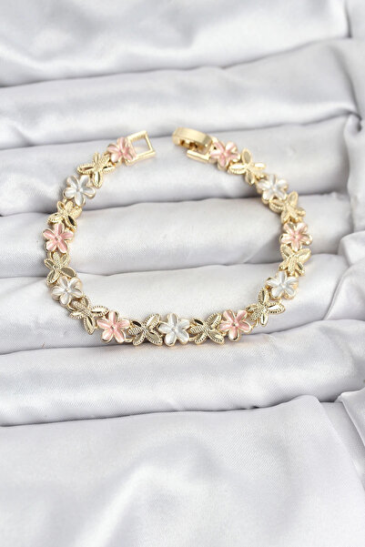 Nacario Bfs Lotus Model Brass Gold and Pink Color Women's Bracelet