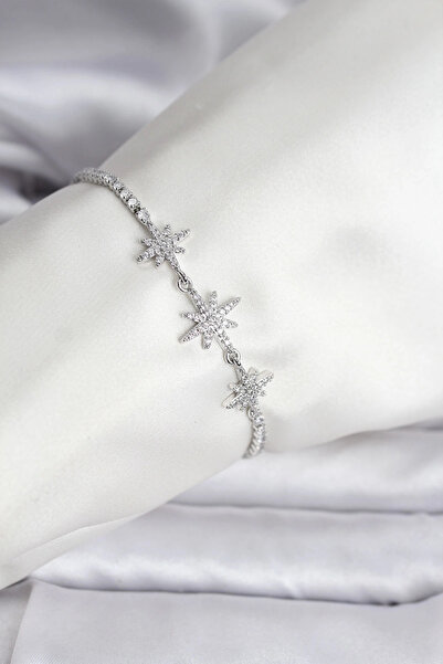 Epilons سوار نسائي من الفضة على شكل نجمة القطب مرصع بأحجار الزركون من Bfs