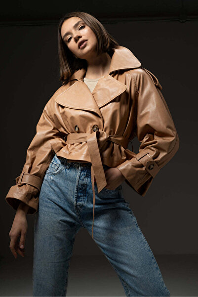 FLO CLO Leather Casual Brown Coat