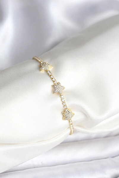 Epilons سوار نسائي من النحاس الذهبي مرصع بحجر الزركون على شكل نجمة من Bfs