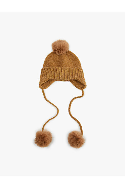 Koton Knitted Beanie with Pompom Ears