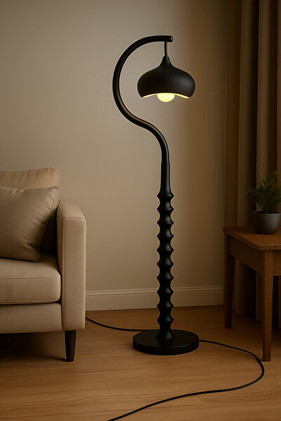 Limon 3D Desing Beton Dokulu Modern Lambader | 40cm Başlık - Minimal Salon Aydınlatma (Ampul Dahildir.)