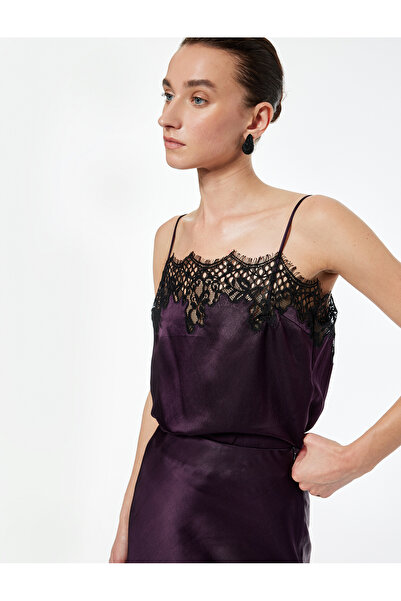 Koton Lace Detailed Rope Strap Satin Blouse