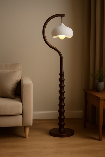 Limon 3D Desing Beton Dokulu Modern Lambader | 40cm Başlık - Minimal Salon Aydınlatma (Ampul Dahildir.)