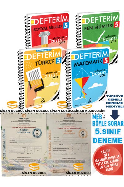 Arı Yayıncılık ARI YAYINLARI 5.SINIF MATEMATİK-TÜRKÇE-FEN-SOSYAL DEFTER 4 LÜ ...