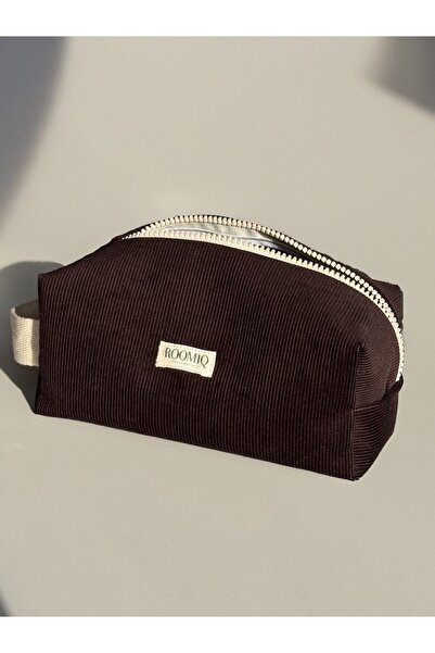 Roomiq Handmade Bitter Brown Velvet Makeup Bag Orven Collection Earth-Ii
