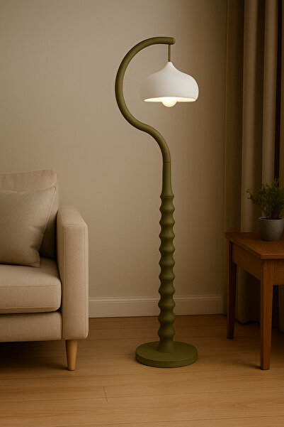 Limon 3D Desing Beton Dokulu Modern Lambader | 40cm Başlık - Minimal Salon Aydınlatma (Ampul Dahildir.)