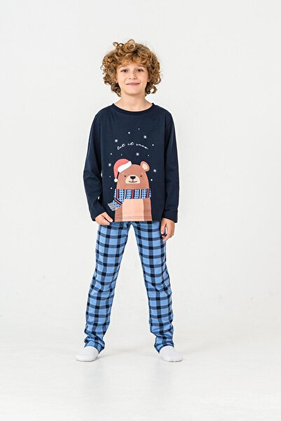 Mışıl Kids Set de pijamale pentru băieți Let It Snow Teddy Bear cu imprimeu