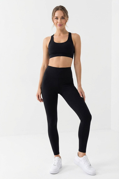 ONLİO GİYİM Yüksek Bel Toparlayıcı Esnek Tayt Siyah