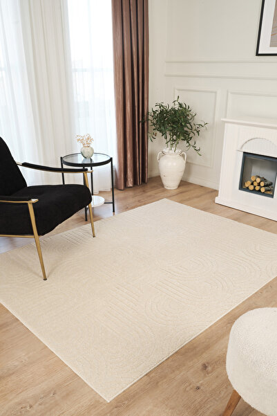 Konfor Halı Krem Yumuşak Dokulu Uzun Ömürlü Lateks Kaymaz Taban Salon Oturma ...